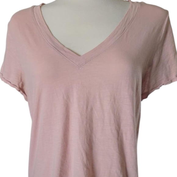 Madewell Pink V-Neck Relaxed Tee Summer Casual Cotton Short Sleeve Size M - Picture 4 of 7